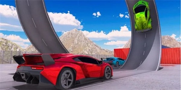 巨型坡道汽车跳跃特技3d