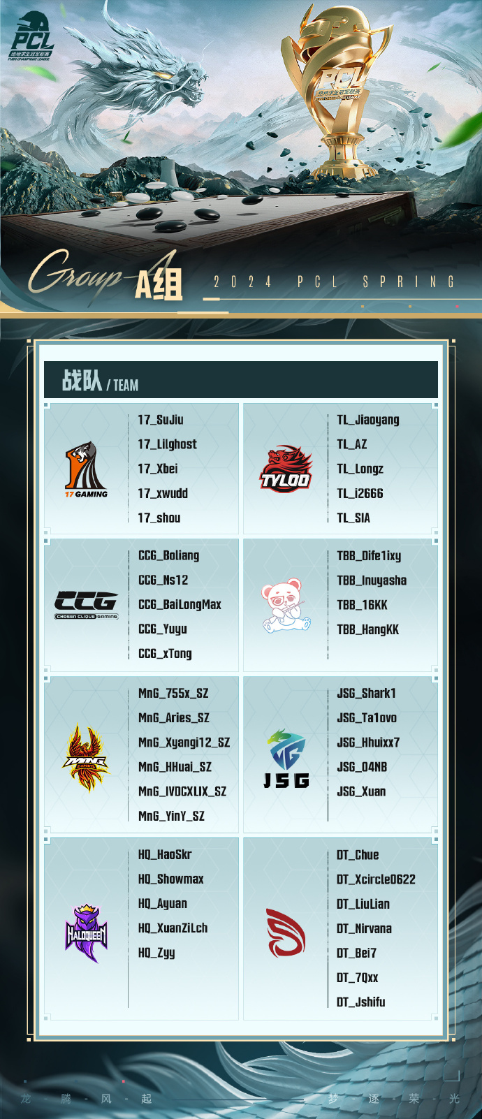 龙腾风起，梦逐荣光，PUBG PCL2024春季赛4.20正式开赛