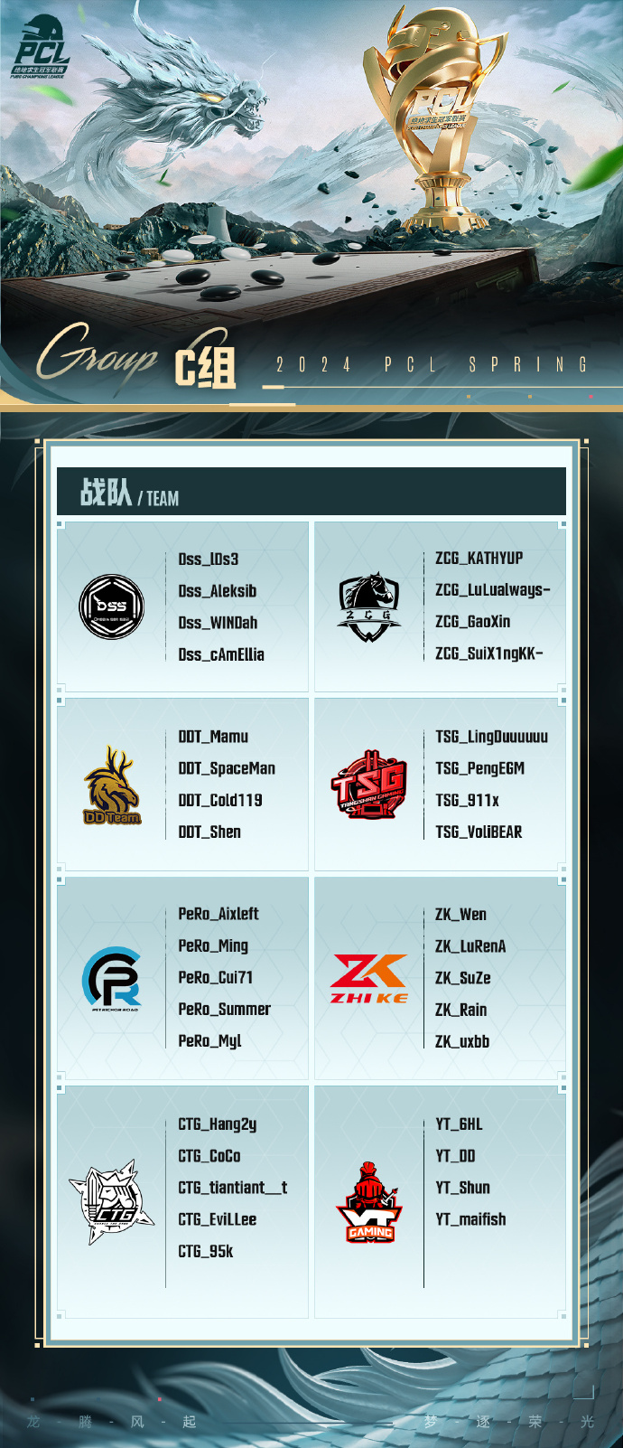 龙腾风起，梦逐荣光，PUBG PCL2024春季赛4.20正式开赛