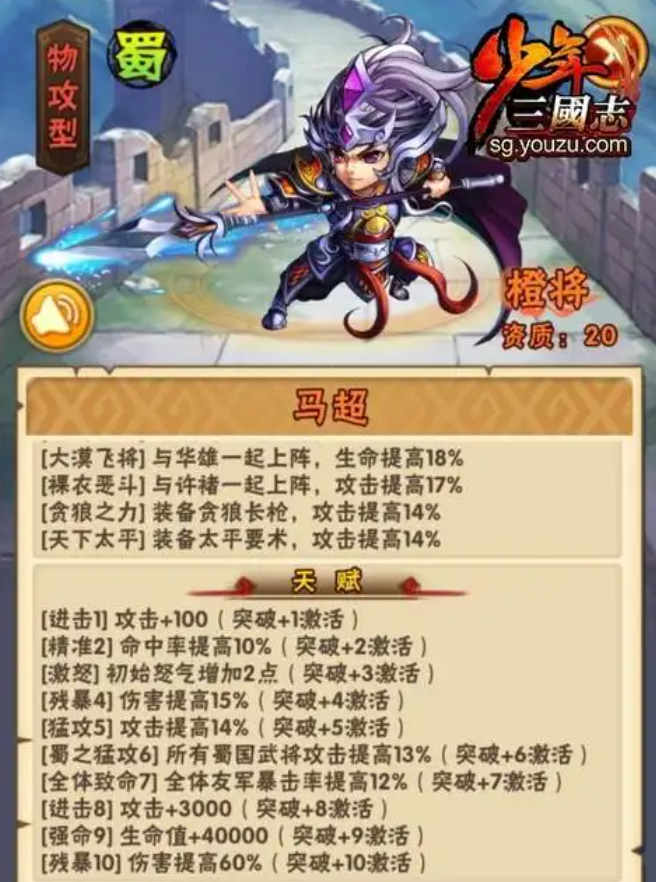 少年三国志中哪些橙将 少年三国志中哪些橙将